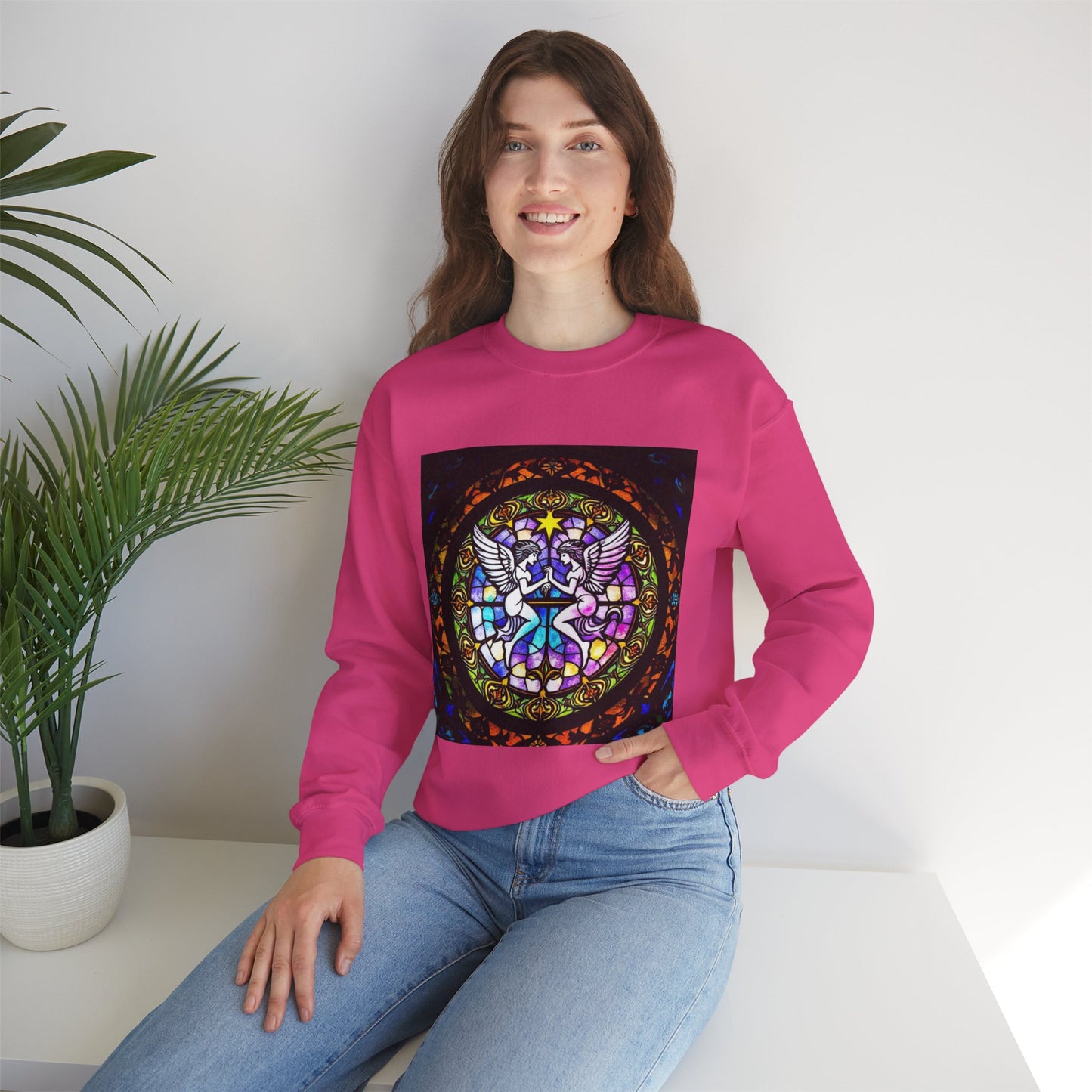 Unisex Heavy Blend™ Crewneck Sweatshirt, Glass 1, Gemini Zodiac Design