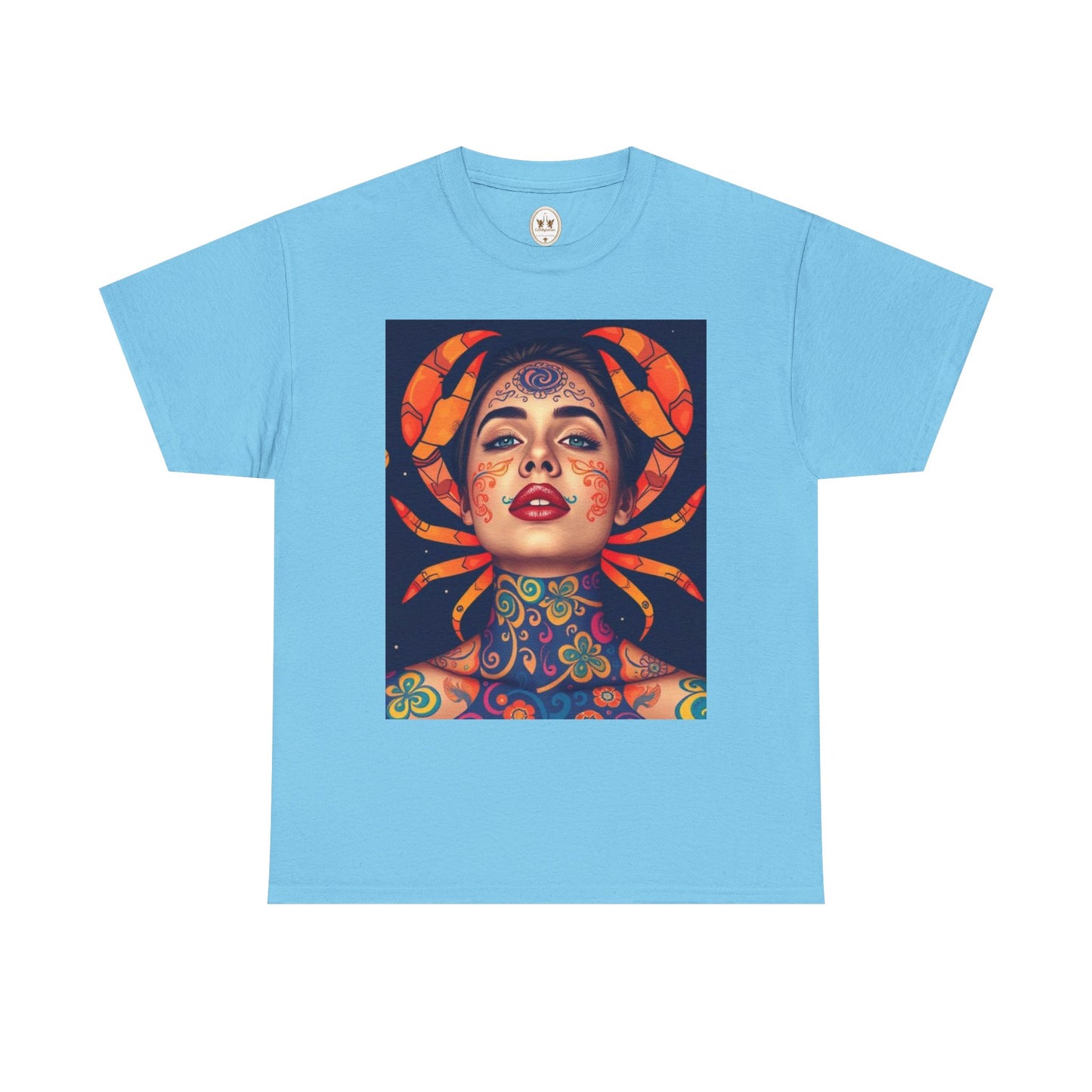 Unisex Heavy Cotton T-Shirt, Cancer, Zodiac v2, Sexy Art