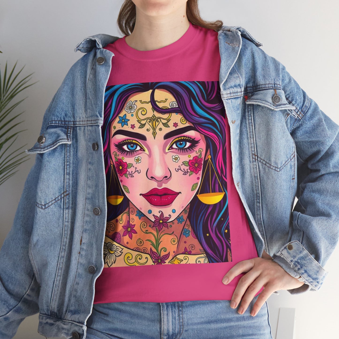 Unisex Heavy Cotton T-Shirt, Libra, Zodiac v4, Sexy Art