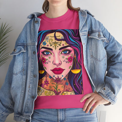Unisex Heavy Cotton T-Shirt, Libra, Zodiac v4, Sexy Art
