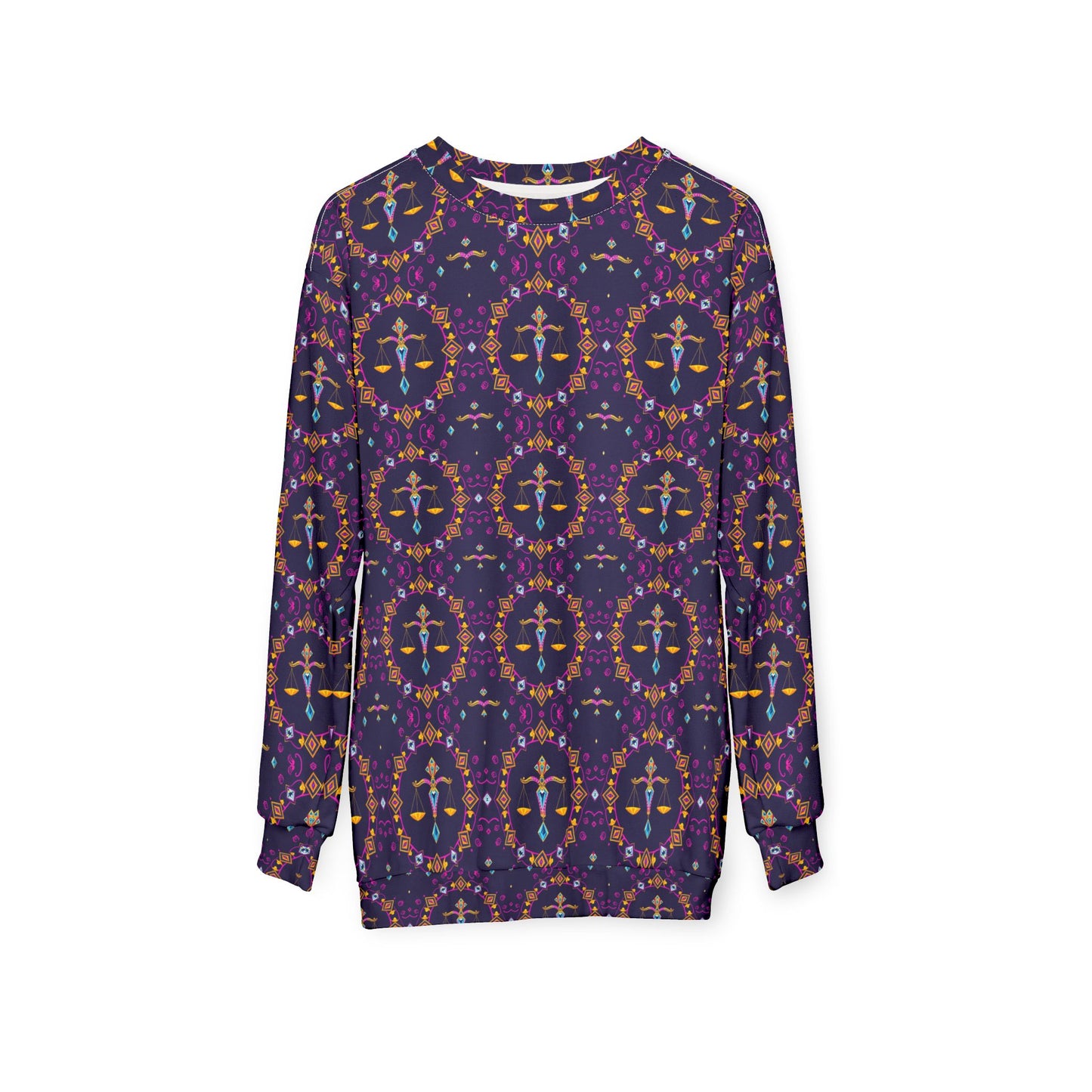 Unisex Sweatshirt (AOP), Libra, Zodiac v4, Jewel Pattern