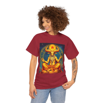 Unisex Heavy Cotton T-Shirt, Meditating Bull, Taurus Zodiac Design