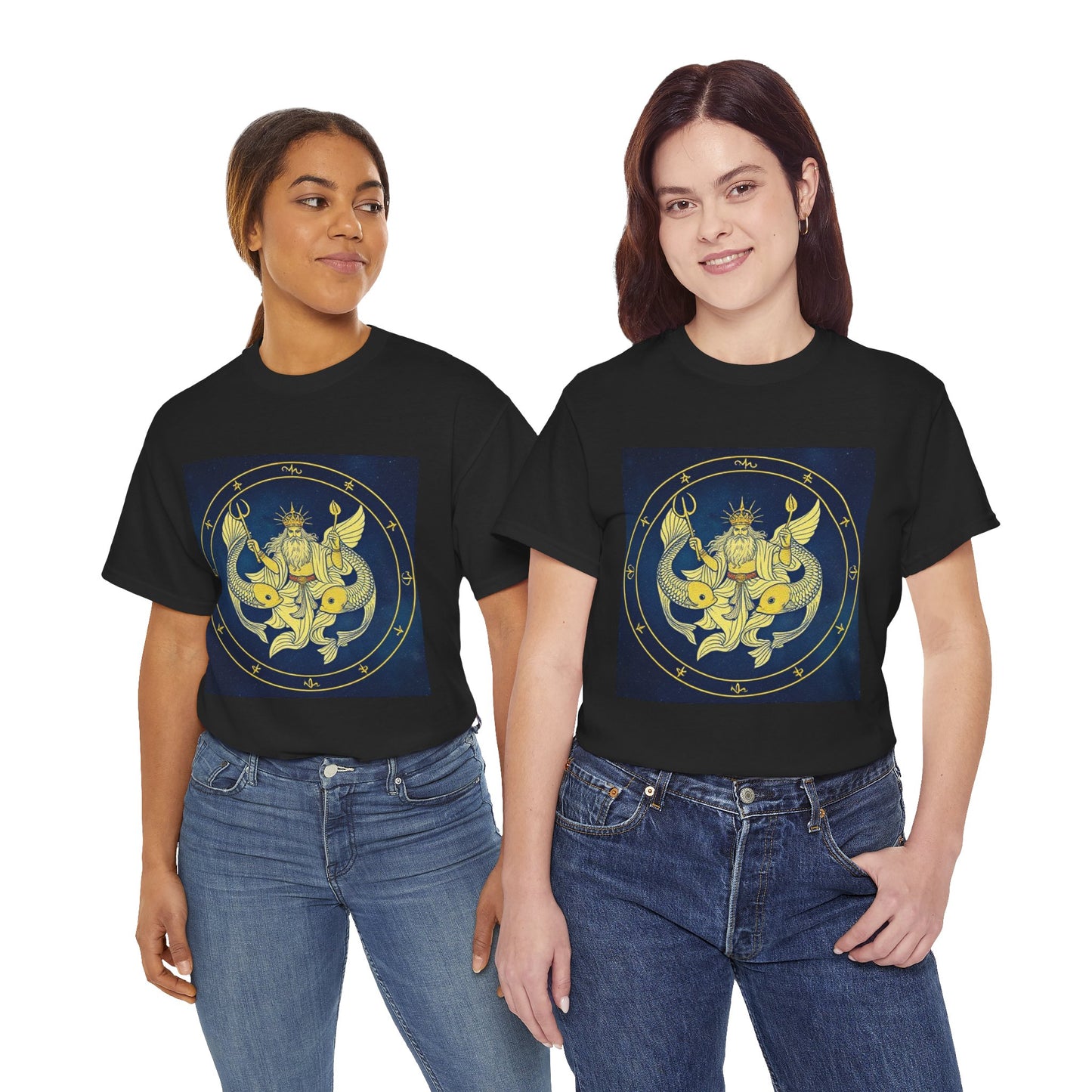Unisex Heavy Cotton T-Shirt, King of Pisces, Zodiac Design
