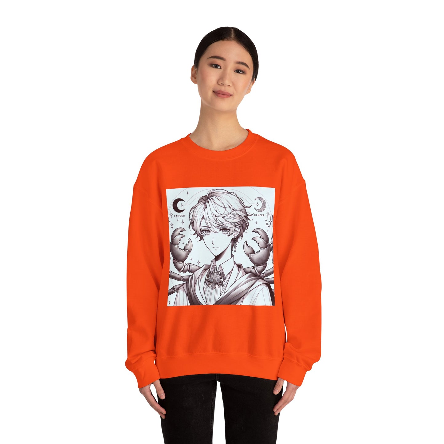 Unisex Heavy Blend™ Crewneck Sweatshirt,Two Moon, Cancer Zodiac Design
