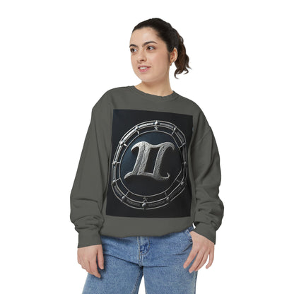 Garment-Dyed Sweatshirt, Unisex, Space Symbol Design v1, Gemini