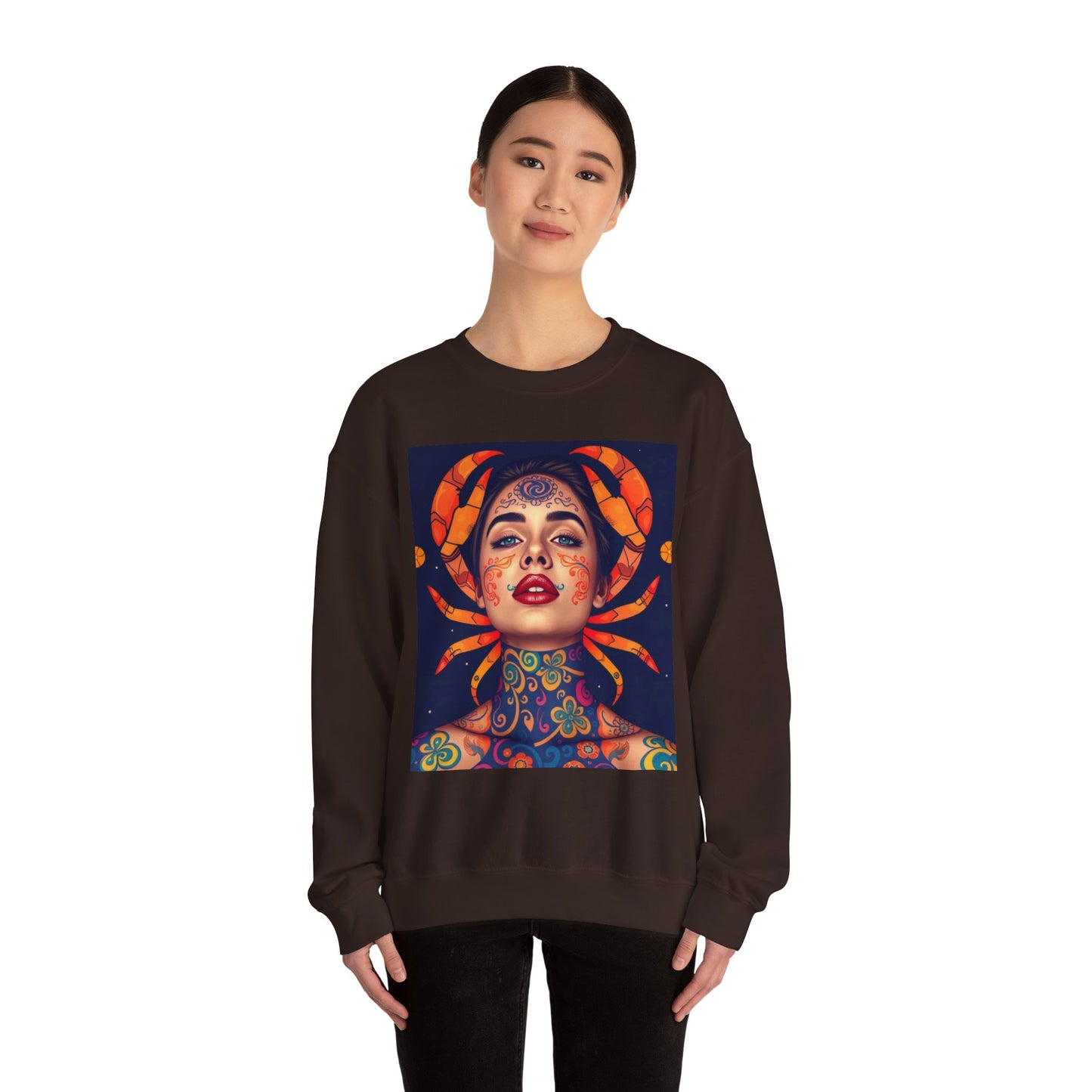 Unisex Heavy Blend™ Crewneck Sweatshirt, Cancer, Zodiac v1, Sexy Pattern
