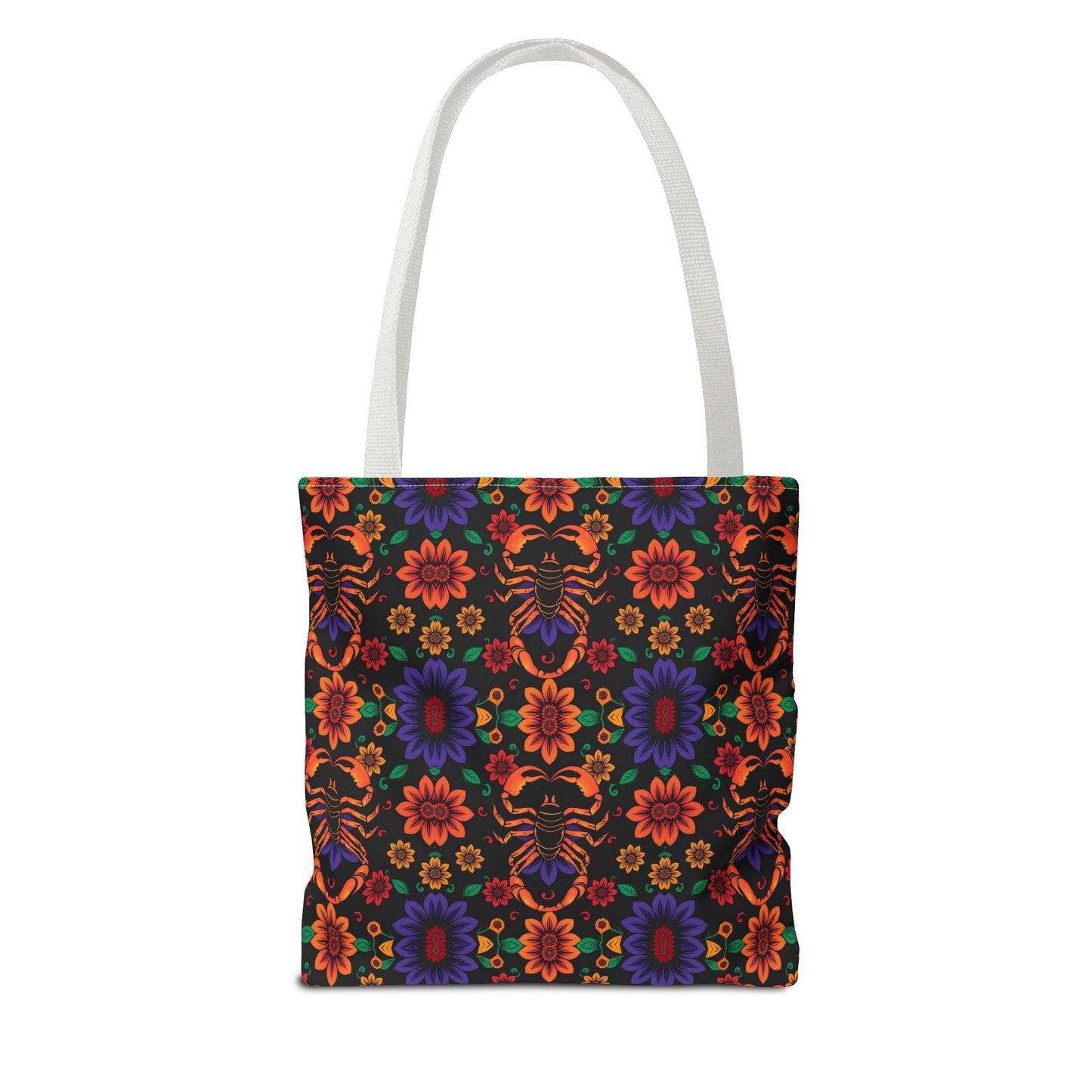 Tote Bag, (AOP), Scorpio, Zodiac v6, Flower Pattern