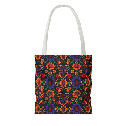 Tote Bag, (AOP), Scorpio, Zodiac v6, Flower Pattern