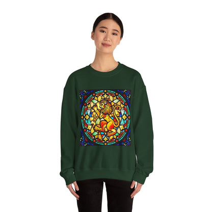 Unisex Heavy Blend™ Crewneck Sweatshirt, Glass 1, Leo Zodiac Design