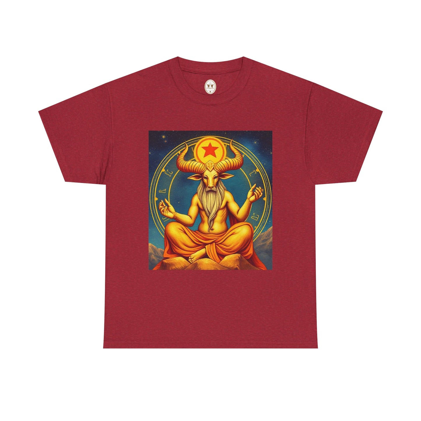 Unisex Heavy Cotton T-Shirt, Meditating Bull, Taurus Zodiac Design