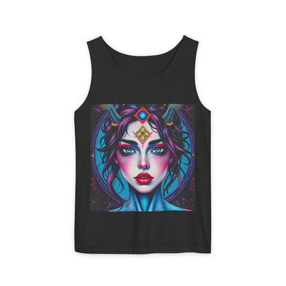 Unisex Garment-Dyed, Tank Top, Aquarius Design, Pop Art, 100% Ringspun US cotton