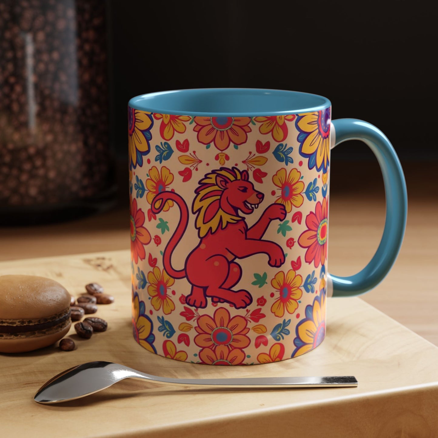 Accent Coffee Mug, Leo, Zodiac, Flower Pattern, (11, 15oz)