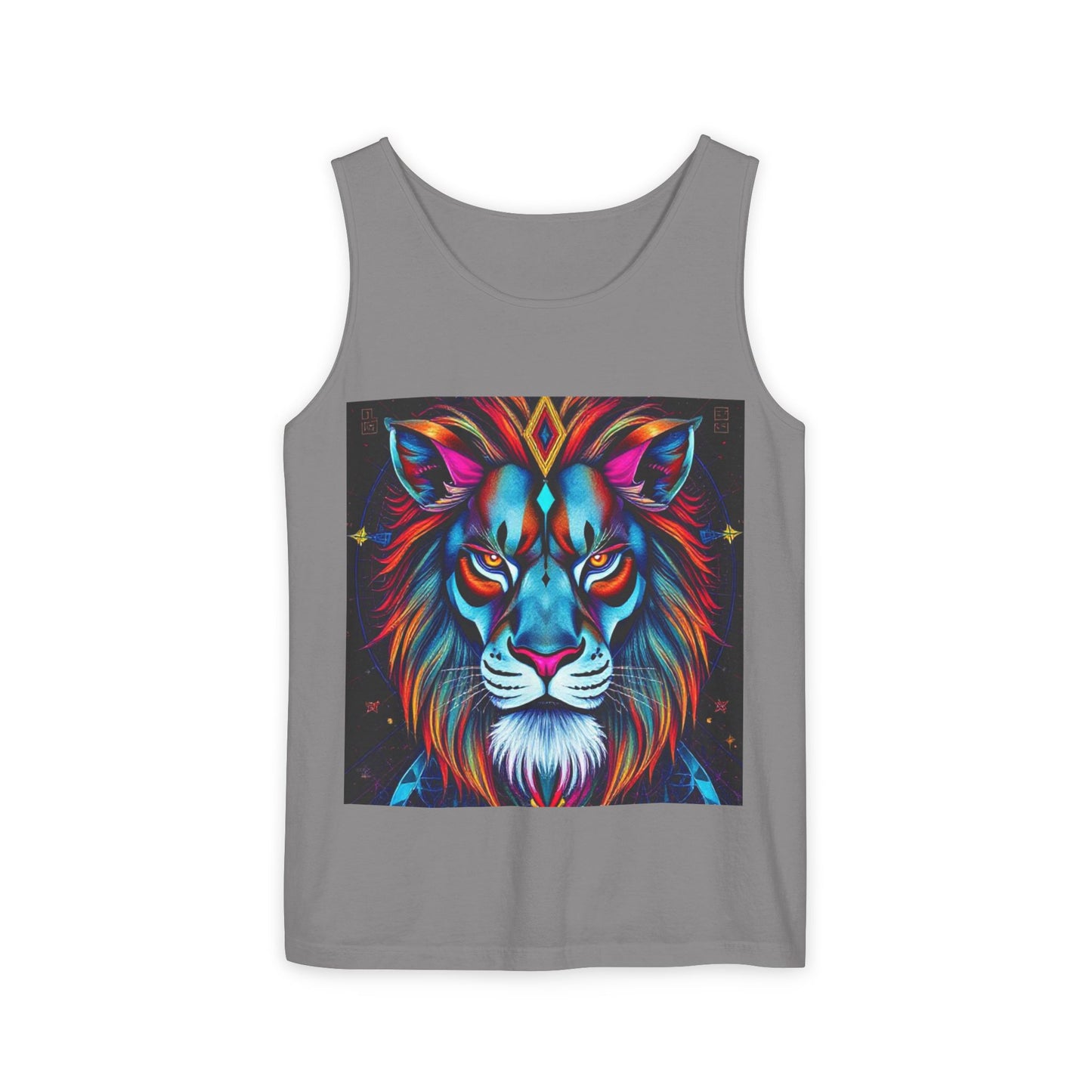 Unisex Garment-Dyed, Tank Top, Leo, Pop Art v1, 100% US cotton