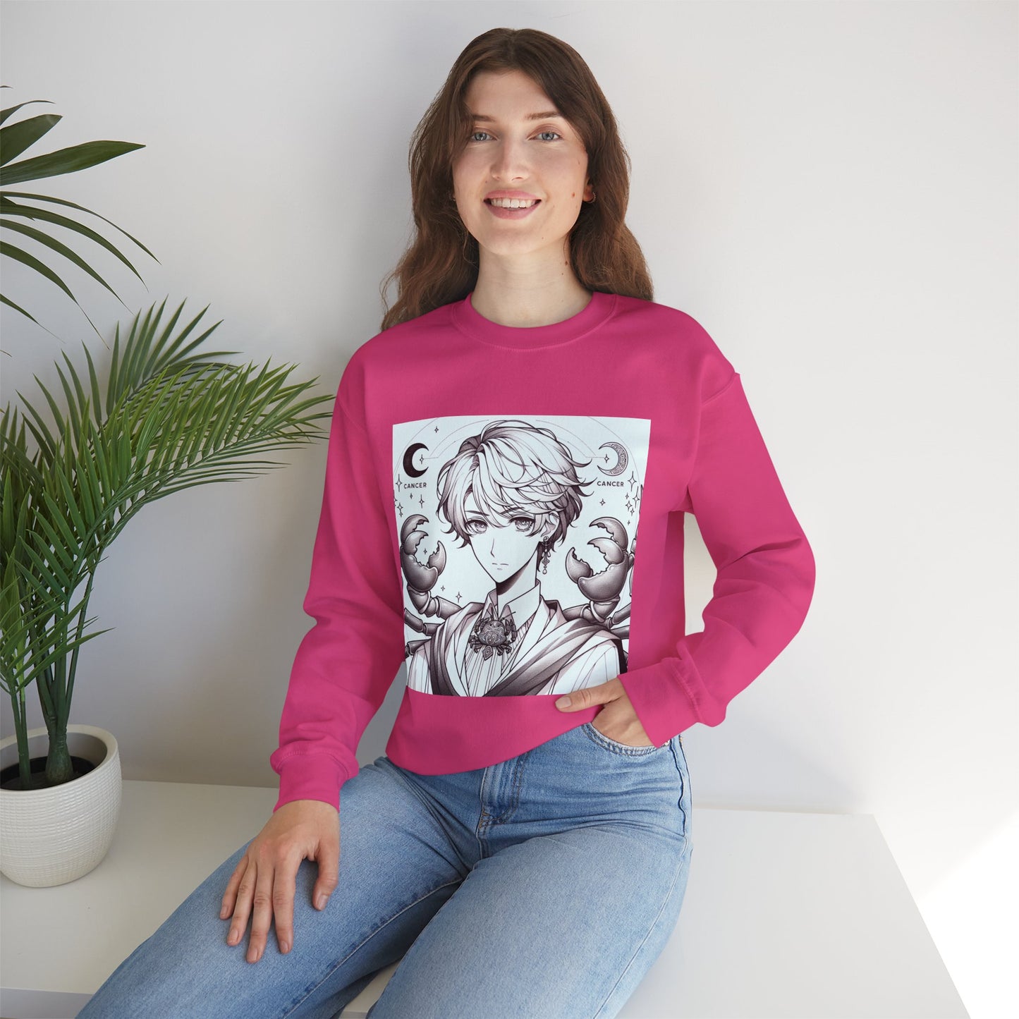 Unisex Heavy Blend™ Crewneck Sweatshirt,Two Moon, Cancer Zodiac Design