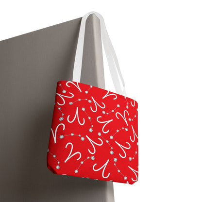 Tote Bag, Aries Zodiac Sign, AOP, (Red, White)