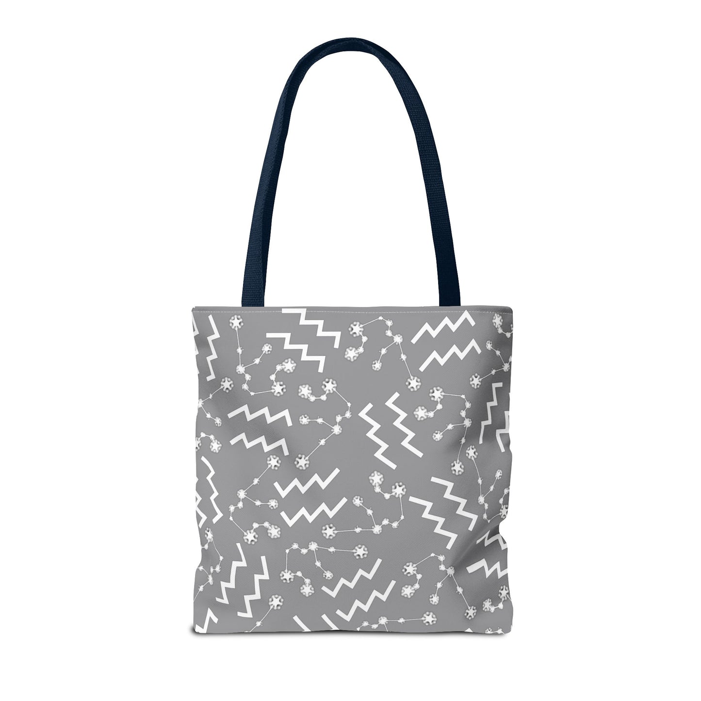 Tote Bag, Aquarius Zodiac Sign, AOP, (Grey, White)