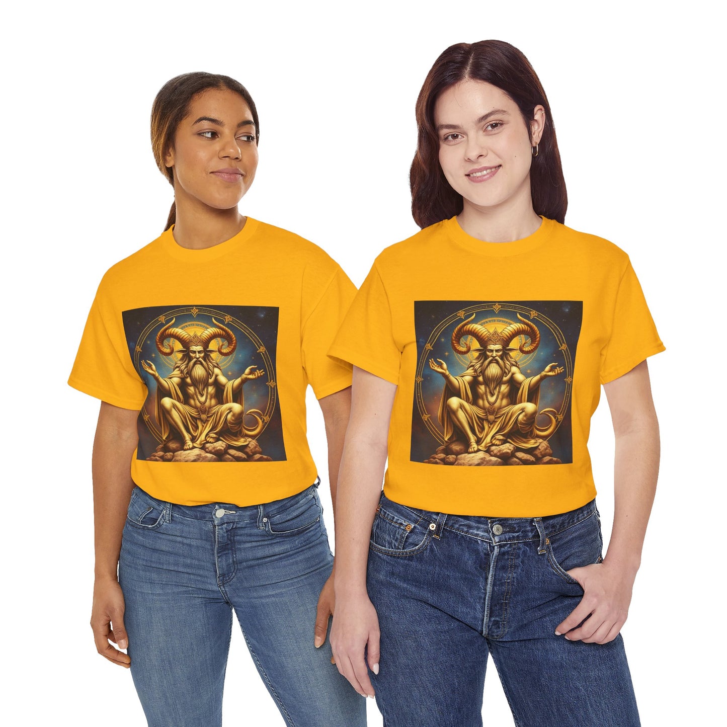 Unisex Heavy Cotton T-Shirt, On The Throne, Taurus Zodiac Design