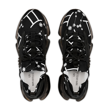 Men's Mesh Sneakers, Gemini Zodiac Sign, AOP, Black