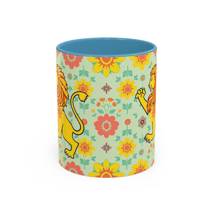 Accent Coffee Mug, Leo, Zodiac v2, Flower Pattern, (11, 15oz)