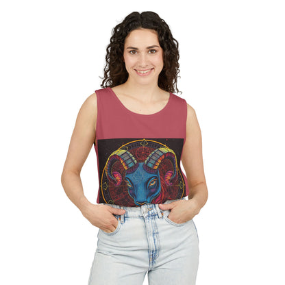 Unisex Garment-Dyed, Tank Top, Aries Design, Pop Art, 100% Ringspun US cotton
