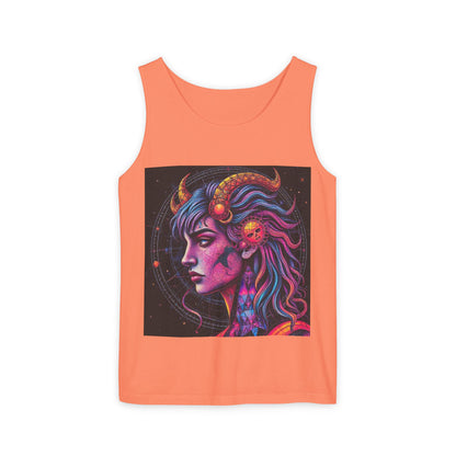 Unisex Garment-Dyed, Tank Top, Virgo Design, Pop Art v1, 100% US cotton