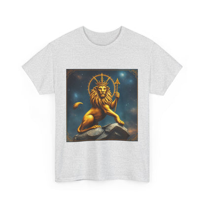 Unisex Heavy Cotton T-Shirt, King of Lions, Leo Zodiac Design