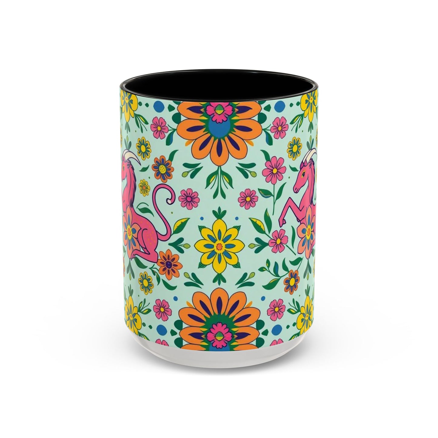Accent Coffee Mug, Aquarius, Zodiac, Flower Pattern, (11, 15oz)