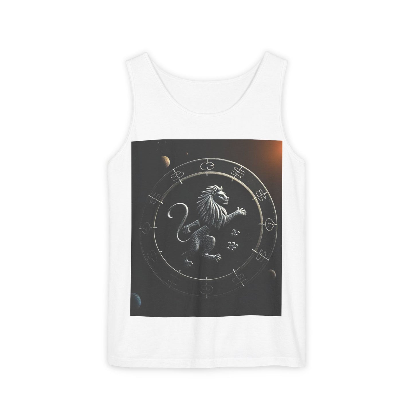 Unisex Garment-Dyed, Tank Top, Leo Design, Space Animal, 100% US cotton