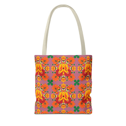 Tote Bag (AOP), Aries, Zodiac v1, Flower Pattern