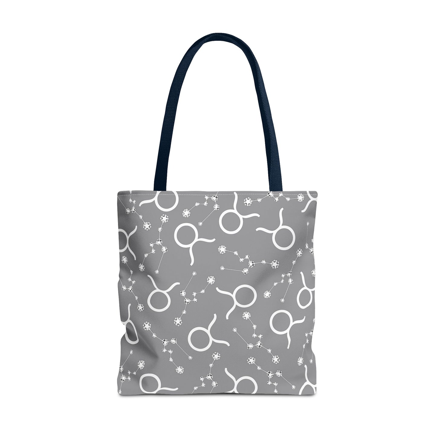 Tote Bag, Taurus Zodiac Sign, AOP, (Grey, White)