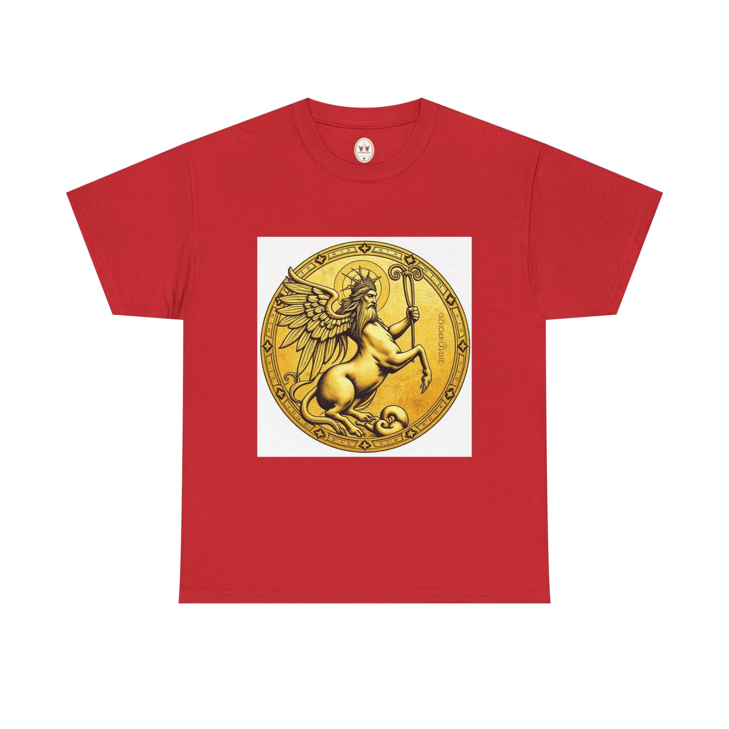 Unisex Heavy Cotton T-Shirt, Golden Angel Coin, Virgo Zodiac Design