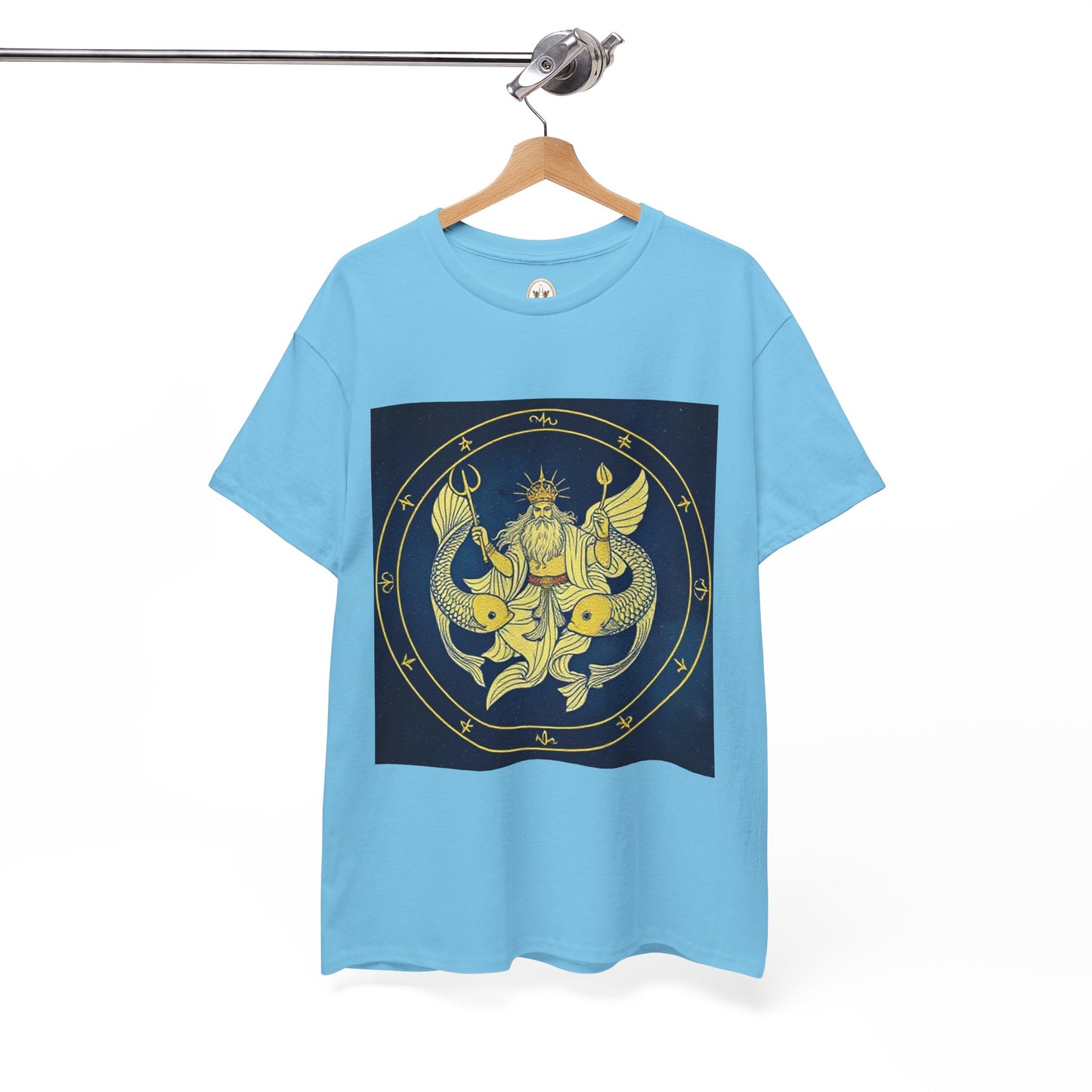 Unisex Heavy Cotton T-Shirt, King of Pisces, Zodiac Design