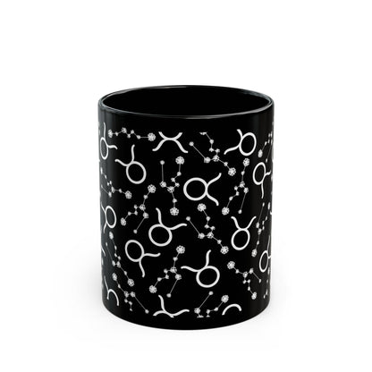Zodiac 11oz Black Mug Taurus Zodiac Sign
