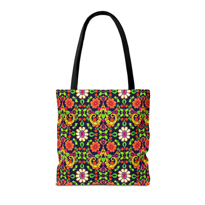 Tote Bag (AOP), Aries, Zodiac, Flower Pattern