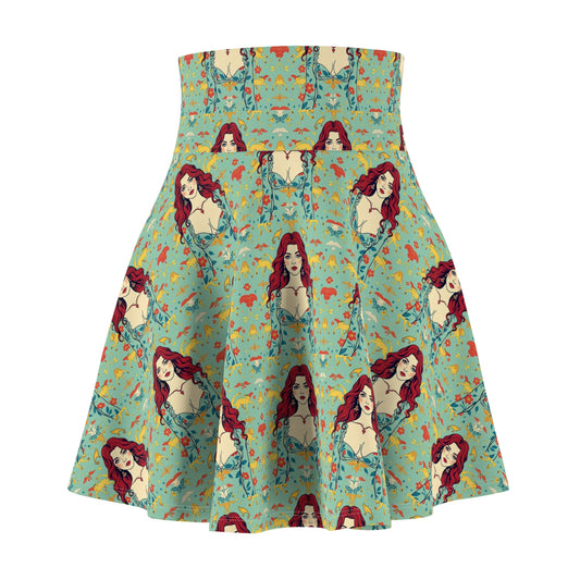 Women's Skater Skirt, (AOP), Virgo, Zodiac v3, Sexy Pattern