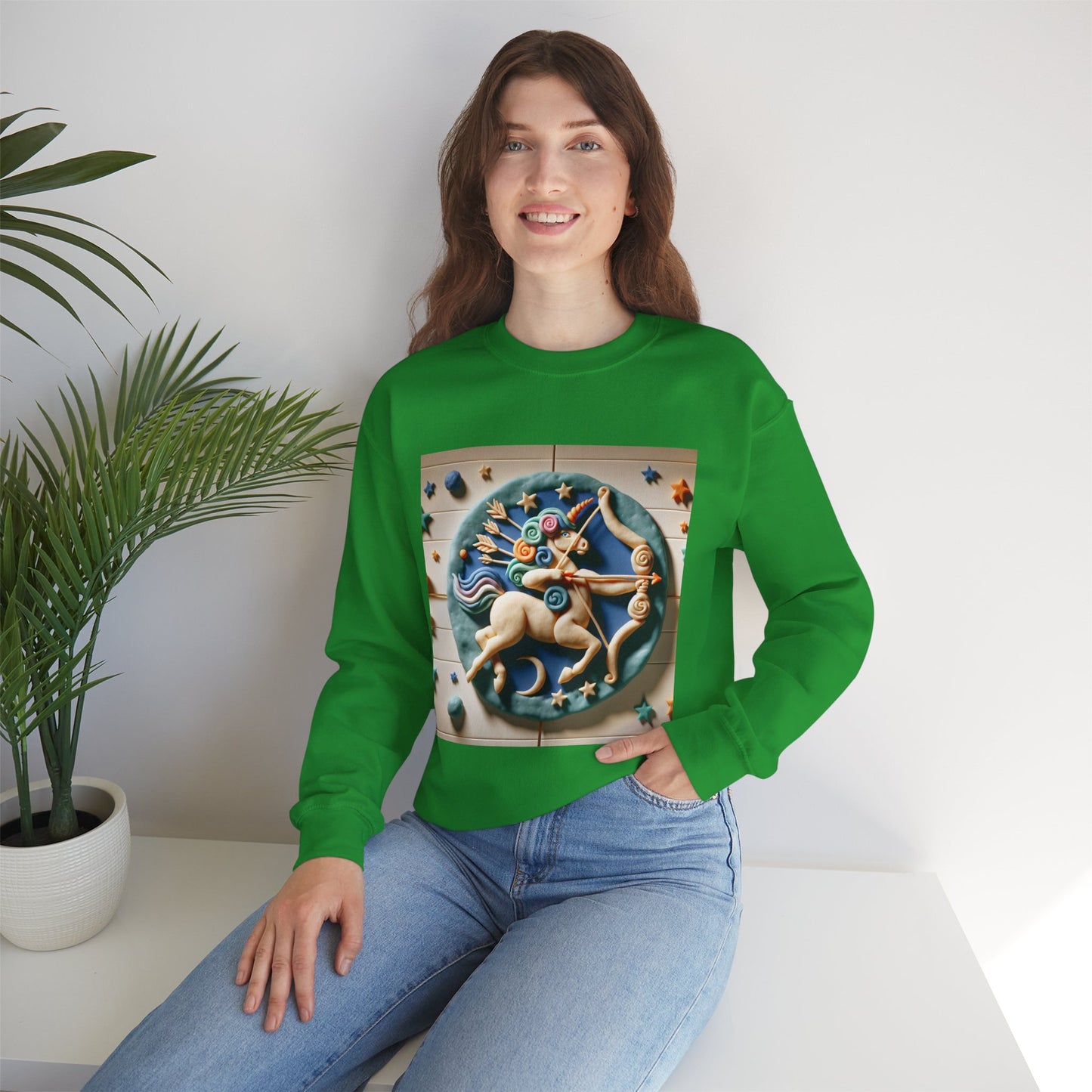 Unisex Heavy Blend™ Crewneck Sweatshirt, Colorful Horse, Sagittarius Zodiac Design
