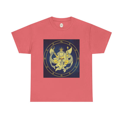 Unisex Heavy Cotton T-Shirt, King of Pisces, Zodiac Design