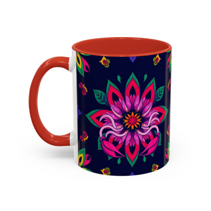 Accent Coffee Mug, Scorpio, Zodiac v4. Flower Pattern, (11, 15oz)