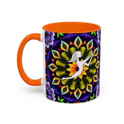 Accent Coffee Mug, Sagittarius, Zodiac v1. Flower Pattern, (11, 15oz)