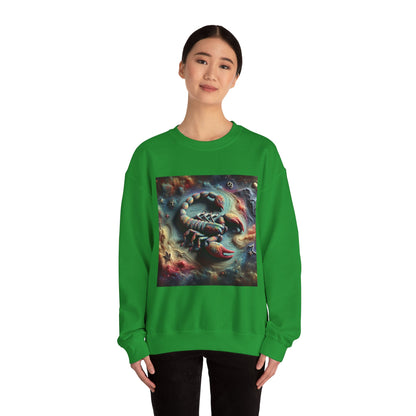 Unisex Heavy Blend™ Crewneck Sweatshirt, Trippy Mist Scorpion, Scorpio Zodiac Design