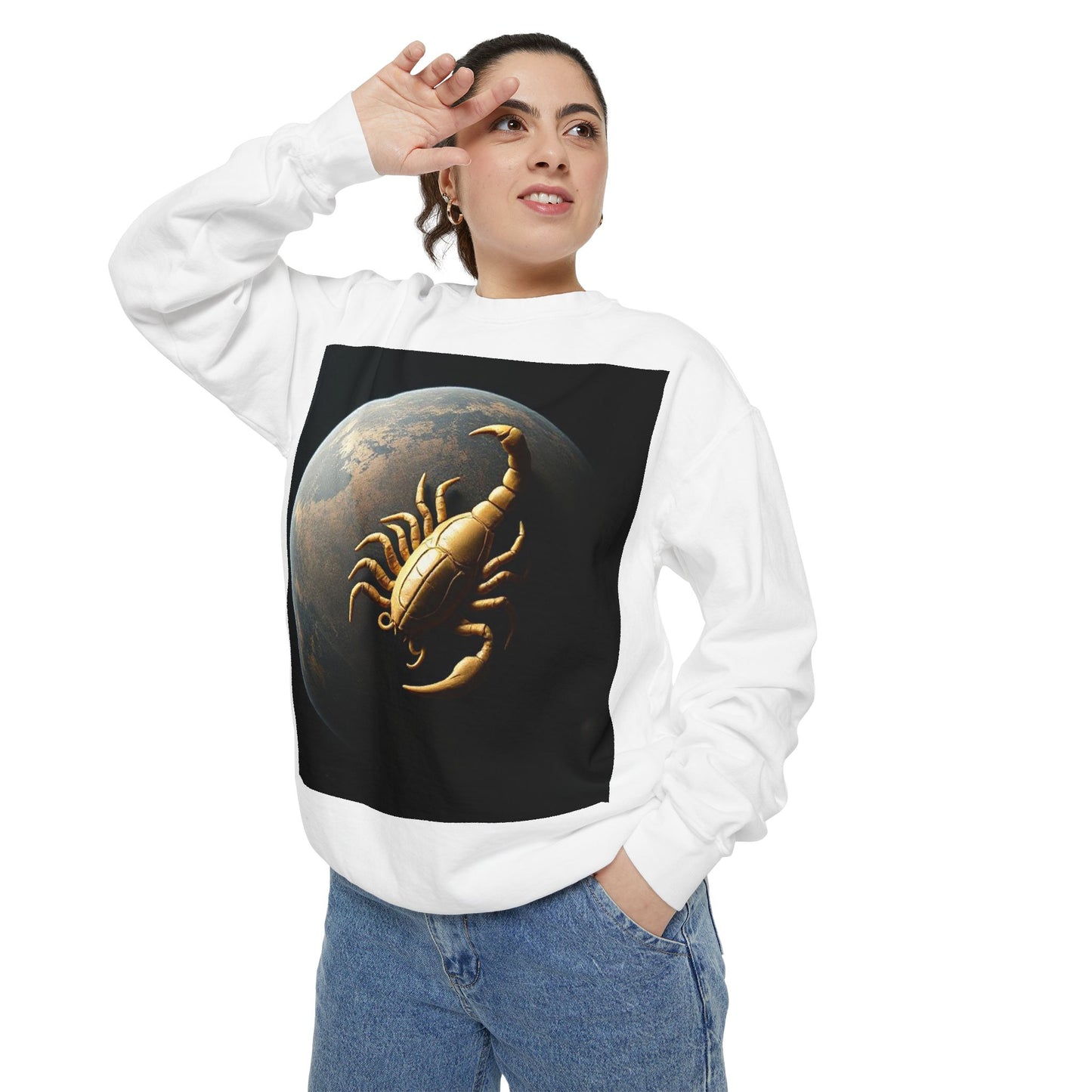 Garment-Dyed Sweatshirt, Unisex, Space Animal Design v1, Scorpio