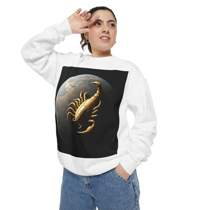 Garment-Dyed Sweatshirt, Unisex, Space Animal Design v1, Scorpio