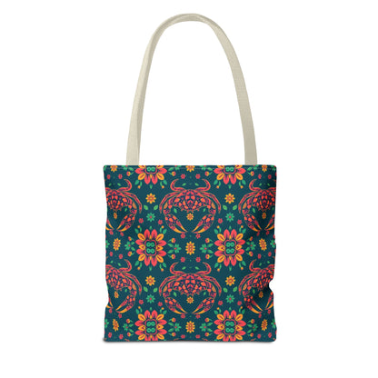 Tote Bag (AOP), Cancer, Zodiac v2, Flower Pattern