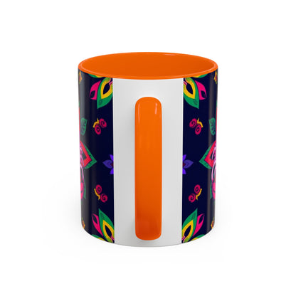 Accent Coffee Mug, Scorpio, Zodiac v4. Flower Pattern, (11, 15oz)