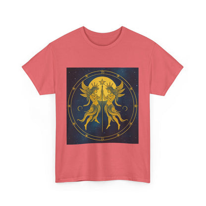 Unisex Heavy Cotton T-Shirt, Space Angel Twins v4, Gemini Zodiac Design