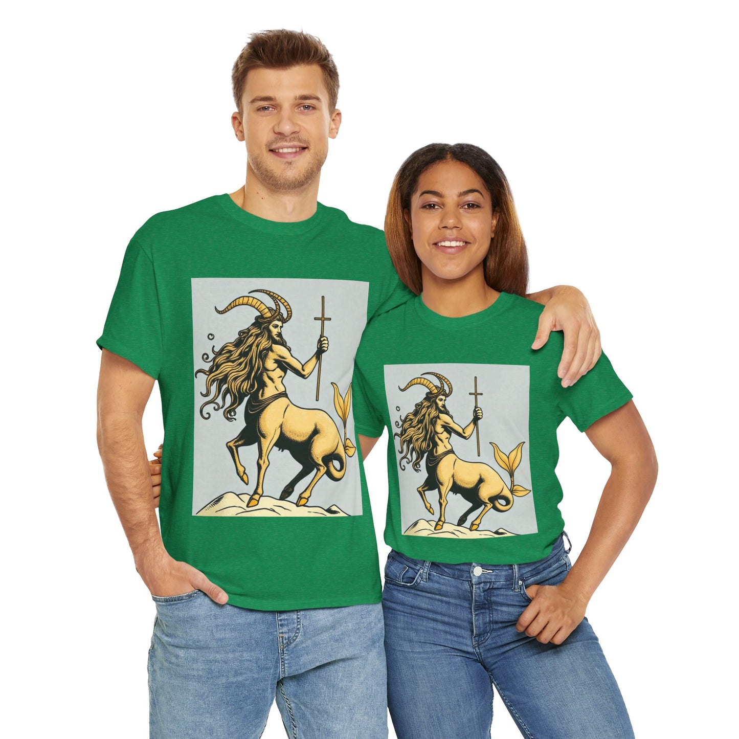 Unisex Heavy Cotton T-Shirt, Capricorn God v2, Zodiac Design