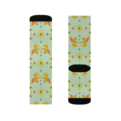 Sublimation Socks, Gemini, Zodiac v3, Jewel Pattern