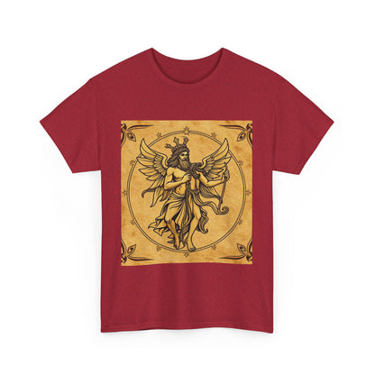 Unisex Heavy Cotton T-Shirt, Pencil Art v1, Gemini Zodiac Design