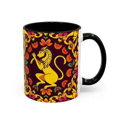 Accent Coffee Mug, Virgo, Zodiac v1. Flower Pattern, (11, 15oz)