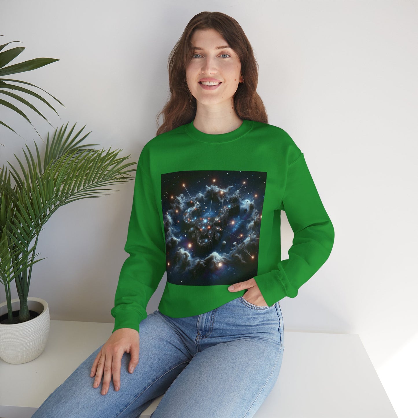 Unisex Heavy Blend™ Crewneck Sweatshirt, Space Bullhead, Taurus Zodiac Design